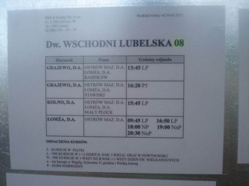 Rozkad PKS oma - Warszawa Wschodnia - ciekawostka